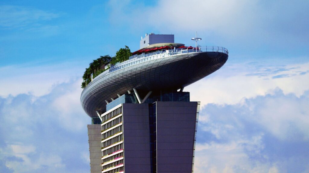 cruise ship on top of hotel singapore